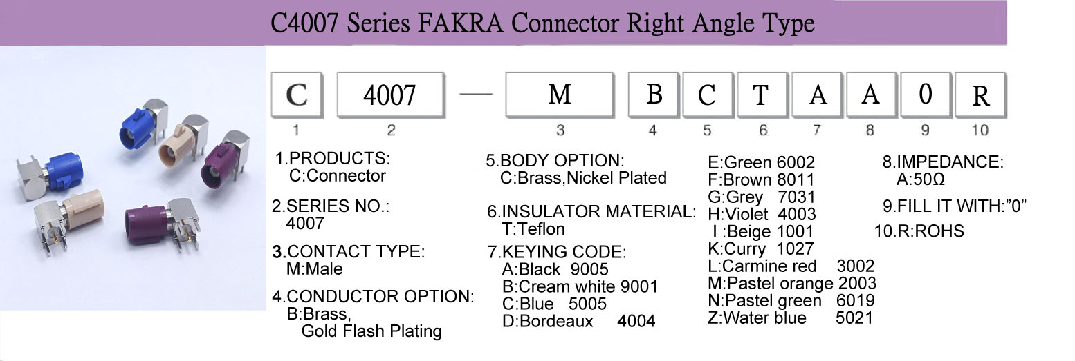 Connector, CableAssembly, WireHarness,FAKRAConnector,C4006