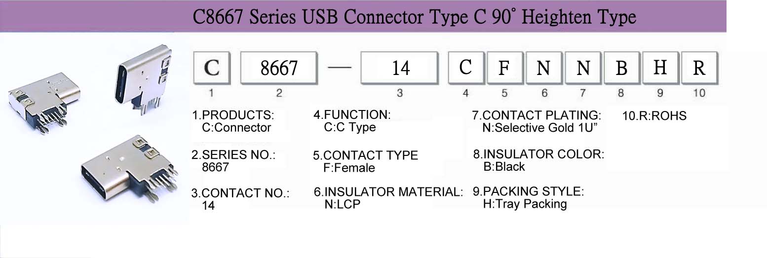 Connector, CableAssembly, WireHarness,USB, C8667