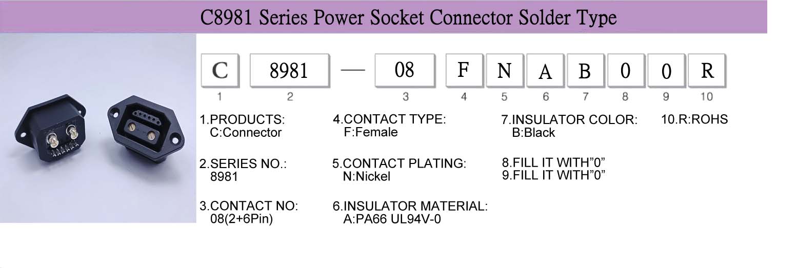 Connector, CableAssembly, WireHarness,AC Socket,C8981